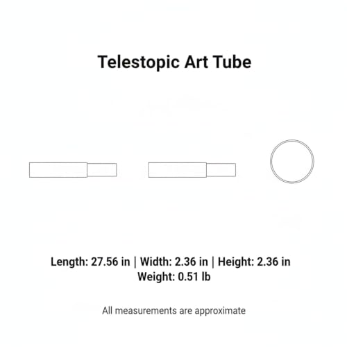 Telescopic Art Tube, Adjustable Paperboard Container for Scrolls and Posters, Gold Finish (1 PC)
