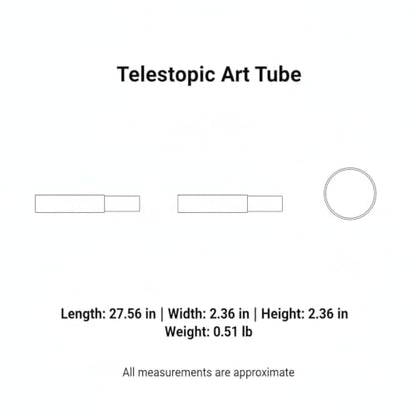 Telescopic Art Tube, Adjustable Paperboard Container for Scrolls and Posters, Gold Finish (1 PC)