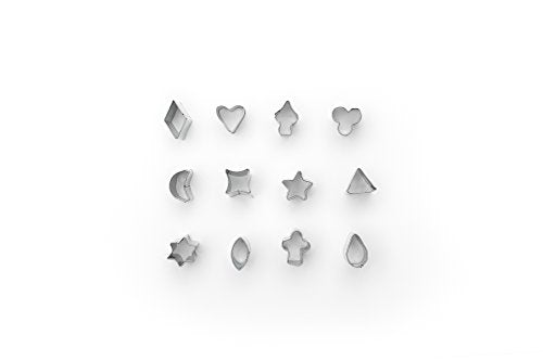 Fox Run Mini Shapes Fondant Cutter Set, Small Star, Diamond, Heart, Clover, Spade, Moon, Oval, 12-Piece, Stainless Steel - color: Stainless Steel