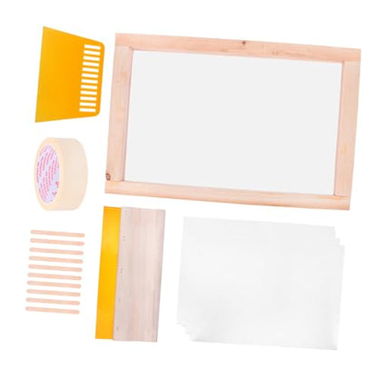 LALAFINA Screen Printing Kit Starter Tools Stick Film Tape Frame Squeegee Shirt and Bag Printing