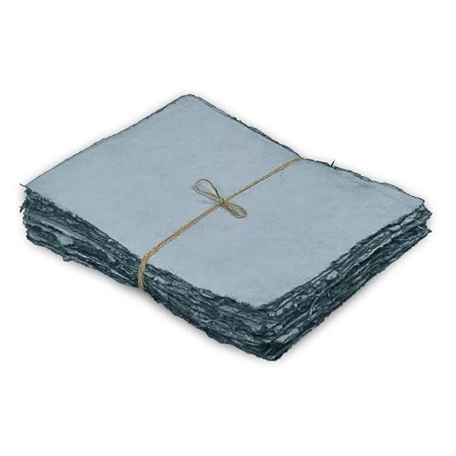 LEATHER VILLAGE Watercolor Paper- 8 X 6 inches - 25 Sheets Watercolor Paper for Drawing, Sketching, Painting & Crafts - 150 GSM Thick Deckle Edge Virgin Cotton Handmade Paper - Grey - color: Grey Toned, size: 8 x 6 Inch