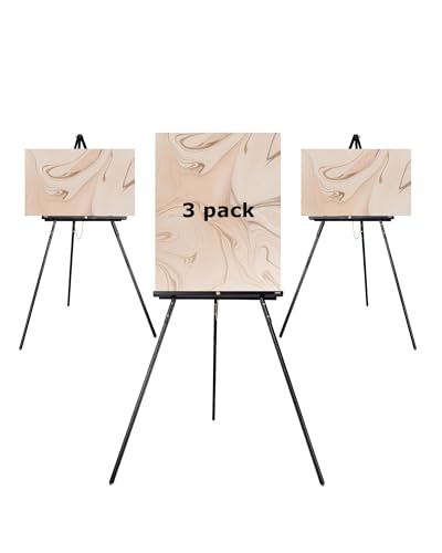 DJAR 3 Pcs 63" Adjustable Wooden Display Easel Stand for Sign | Dual-Use Design, Natural Pine Wood, Ideal for Wedding, Welcome Boards, Pictures, Photos, Posters - color: Black, size: 3pcs