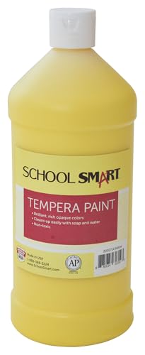 School Smart Tempera Paint, Yellow, 1 Quart Bottle - color: Yellow