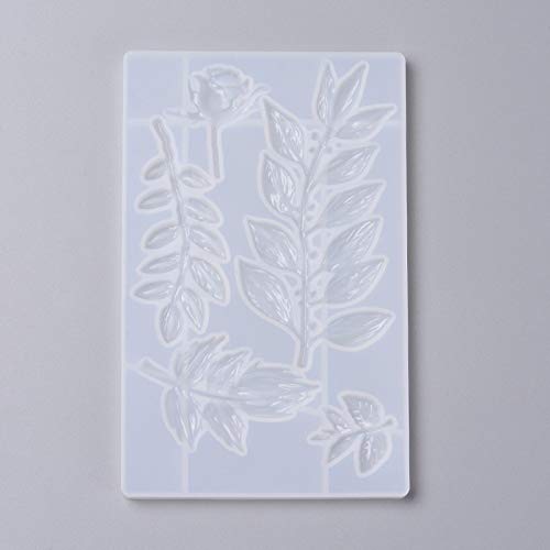 Craftdady 2Pcs Leaf Silicone Mold Tree Leaves Soap Mold Resin Casting Mold for Epoxy UV Resin DIY Craft Pendant Jewelry Making, 5 Cavities - color: Clear White, 19.5x12.4cm