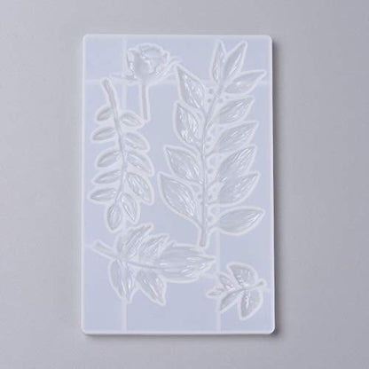 Craftdady 2Pcs Leaf Silicone Mold Tree Leaves Soap Mold Resin Casting Mold for Epoxy UV Resin DIY Craft Pendant Jewelry Making, 5 Cavities - color: Clear White, 19.5x12.4cm