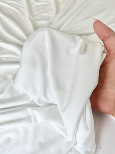 Cotton Jersey Spandex Fabric - Soft - Breathable - All Way Stretch Fabric - Medium Weight - Perfect Choice for Baby Grow, Tshirts, and Cotton Jersey Sheets - 58 Inches Wide - 1 Yard (White) - color: White