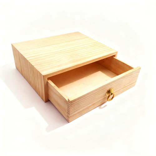 Natural Wooden Storage Box Desk Drawer Single Wood Cabinet Organizer Drawer Tabletop Storage Organization Box with Metal Handle for Desk Home Office Counter Craft Decor (1 Drawer) - style: 1 Layer
