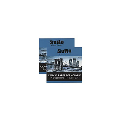 SoHo Urban Artist Acrylic Canvas Pads - Textured Canvas Paper Pad for Painting, Drawing, Pastels, Travel, & More! - [2-Pack - 6x6] - size: 6x6" - 2 Pack