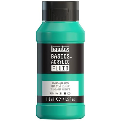 Liquitex BASICS Acrylic Fluid Paint, 118ml (4-oz) Bottle, Bright Aqua Green - color: Bright Aqua Green, style: 118ml (4-oz)