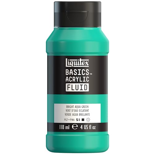Liquitex BASICS Acrylic Fluid Paint, 118ml (4-oz) Bottle, Bright Aqua Green - color: Bright Aqua Green, style: 118ml (4-oz)
