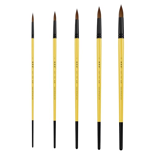 XDT#930 Round Tip Artist Paint Brush 5 Piece Set Medium Soft Nylon Hair #2#4#6#8#10, Mop Paint Brush for Painting, Acrylic Oil Watercolor - size: Nylon Hair 6Pc