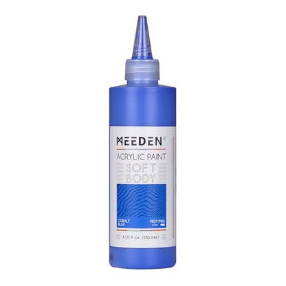 MEEDEN Cobalt Blue Acrylic Paint: Matte Finish 250ml/8.45oz Soft Body Bulk Acrylic Colors in Ergonomic Bottle - Fluid Flow Art Paints for Artists Canvas Painting - color: Cobalt Blue