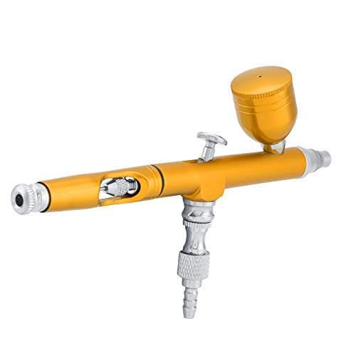 Yosoo Airbrush Kit, Multi-Purpose Feed Dual SpraySet Capacity 0.3MM Spray Kit Tools for Paint Art Tattoo Nail Design(Gold) - color: Gold