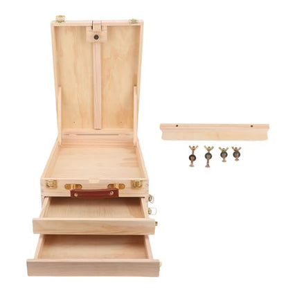 Pochade Box Wooden Easel Box Adjustable Tilt for 24 Inch Canvas Sketching Portable Tabletop Easel with Storage for Painting