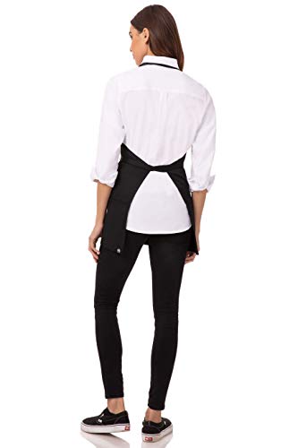 Chef Works Unisex Three Pocket Apron, Black, Plus Size