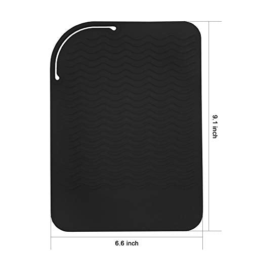 9" X 6" Silicone Heat Resistant Travel Mat, Anti-Heat Pad for Hair Straighteners, Curling Irons, Flat Irons and Other Hair Styling Tools - Black - color: Black