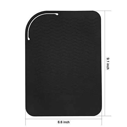 9" X 6" Silicone Heat Resistant Travel Mat, Anti-Heat Pad for Hair Straighteners, Curling Irons, Flat Irons and Other Hair Styling Tools - Black - color: Black