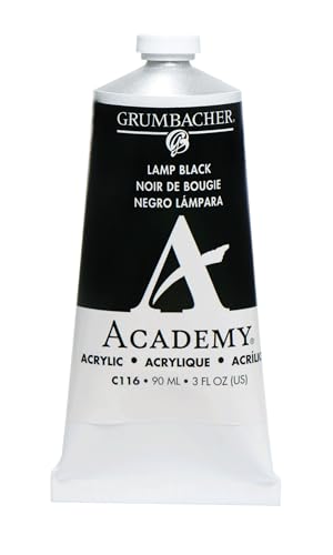 Grumbacher Academy Acrylic Paint, Gloss, 90ml/3 oz Metal Tube, Lamp Black - color: Lamp Black, size: 3 Fl Oz (Pack of 1)