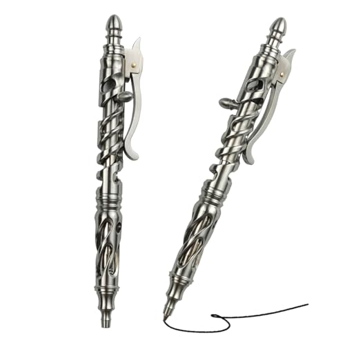 Dr. Metalleung Heavy Duty Stainless Steel Bolt Action Pen - Retractable EDC Pen with Keychain, Refillable Ink, Smooth Writing for Office & Gifts - style: structural