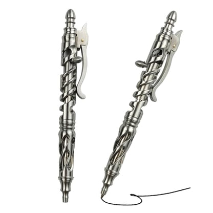Dr. Metalleung Heavy Duty Stainless Steel Bolt Action Pen - Retractable EDC Pen with Keychain, Refillable Ink, Smooth Writing for Office & Gifts - style: structural