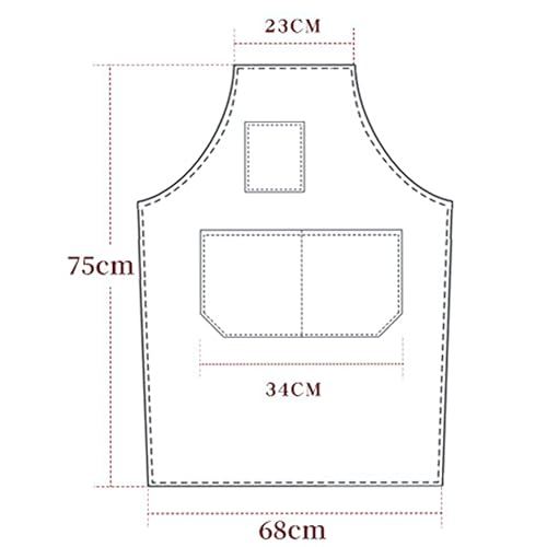 Multi-Pocket Waterproof Oil-Proof Canvas Cotton Apron Cross-Back Adjustable Straps For Chefs Barbers Carpenters - color: Brown