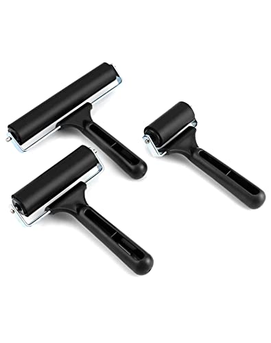 QWORK Soft Rubber Brayer Rollers for Printmaking, Painting, 3-Pack of Art Tools 2-3/8", 4", 6" - size: 2-3/8"+ 4"+ 6"