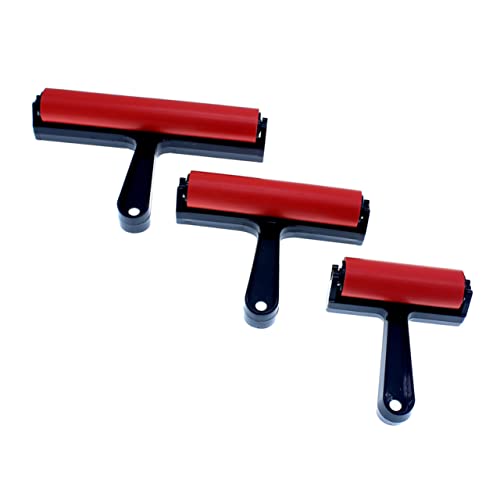 SEWACC Artist Rubber Roller Brush for Ink Painting 10cm Length Red for Scrapbooking Wall Art and Drawing Projects