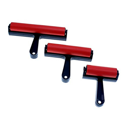 SEWACC Artist Rubber Roller Brush for Ink Painting 10cm Length Red for Scrapbooking Wall Art and Drawing Projects