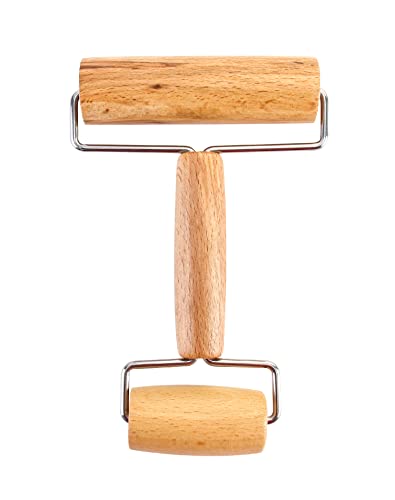 QWORK 2Pcs Hardwood Roller 2 in 1, 6-7/8" Dual Roller Tool for Pottery Clay Working