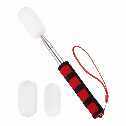 PATIKIL 41" Telescoping Sponge Stick for Pottery, Retractable Ceramic Sponge Tool with 2pcs Head for Removing Excess Water from Tall and Narrow Pottery, White/Red(1.18/1.57"W) - color: White/Red