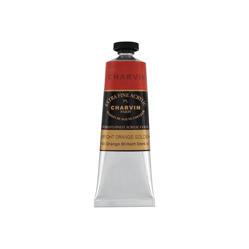 Charvin Extra Fine Professional Acrylic Paint - Bright Orange Gold, 60ml Tube, Triple-Milled, Lightfast Pigments, Open Stock Artist Acrylic Paints in Nature-Inspired Hues - color: Bright Orange Gold, size: 2.02 Fl Oz (Pack of 1)