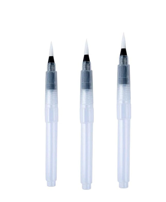3Pcs Water Brush Pens Set Refillable Watercolor Pen Brush 3 Sizes Brush Tips for Blending Shades Watercolor Set Kids Adults Artist Professional