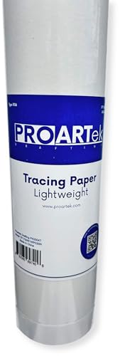 Proartek PK00047 Model TP1750W1WP030N Type 1136 White Tracing Paper Roll; 17 Inches x 50 Yards; 1-Inch Core; Transparent Surface; Accepts Pencil, Ink, and Marker; 8 lb. Basis Weight