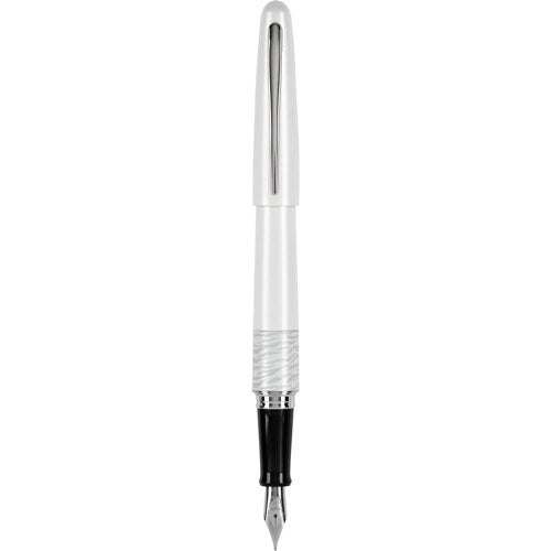 PILOT MR Animal Collection Fountain Pen in Gift Box, Matte White Barrel with White Tiger Accent, Medium Point Stainless Steel Nib, Refillable Black Ink (91134)