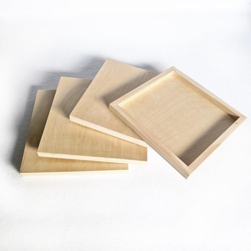 4 Pack 10 x 10 inch Wood Art Paint Boards, Unfinished Wood Canvas Panels for Crafts, Painting Canvas, DIY Art Gifts, Pouring, Arts Use with Oils, Acrylics (10×10 inch 4 Pack) - size: 10×10 inch 4 Pack