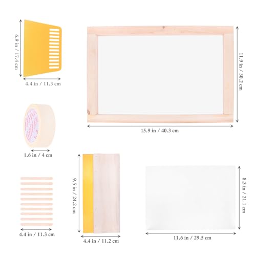 CORHAD Screen Printing Starter Kit with Transparency Inkjet Film and Squeegee Tools for Beginners, Includes Masking Tape and Wooden Sticks for DIY Crafts and Textile Printing
