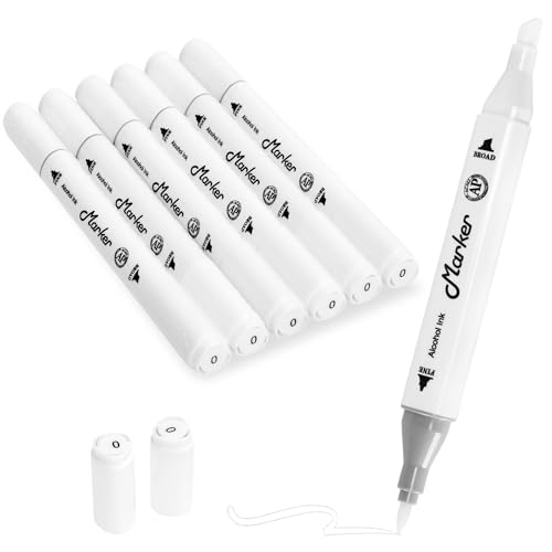 Blender Colorless Alcohol Markers, 6 Pack Blending Dual Tips Soft Fine Tip and Broad Tip Permanent Art Marker for Artists Adults Coloring Drawing Illustration Sketching Painting (Blender) - color: Blender