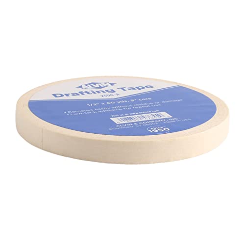 ALVIN Drafting Tape 1/2" x60 Yards Drafting Tape Model 2300-A Gentle Masking Tape for Painting, Drafting, Architecture, Watercolors, and Home Projects - 60 Yards - style: 10 Yards