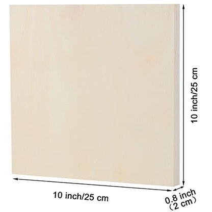 ADXCO 8 Pack Wood Panels 10 x 10 Inch Unfinished Wood Canvas Wooden Panel Boards for Painting, Pouring, Arts Use with Oils, Acrylics - size: 10 x 10 inch