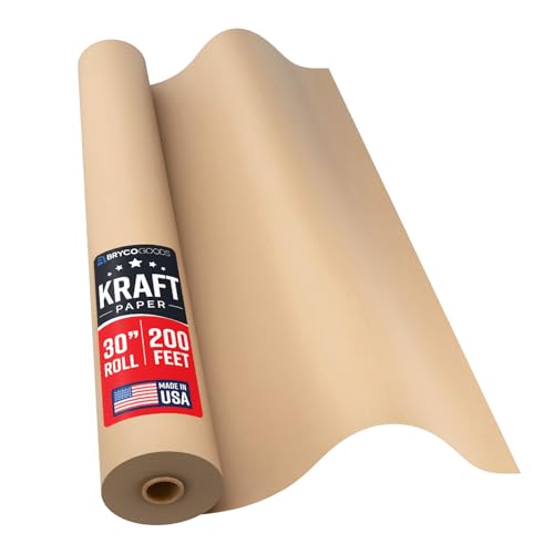 Bryco Goods 30" x 200' (2400") Brown Kraft Paper Roll - USA Made - Versatile for Different Arts and Crafts Projects - Pin Up Your Work Or School Notes - Create Vision Board for Your Bedroom - color: Brown, size: 30" x 200'