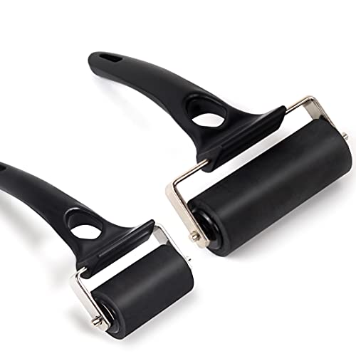 Falling in Art 2 Pack Rubber Roller Brayer for Crafting - Ink Roller Tool for Printmaking, Glue, Block, Wallpaper, Vinyl, Stamping, 2 Inches + 3 1/7 Inches - size: 2 Inches + 3 1/7 Inches, style: 2 Inches + 3 1/7 Inches