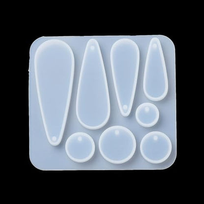 1PC Teardrop & Flat Round Pendant Silicone Molds Resin Epoxy Casting Molds for Earring Necklace Keychain Charms Pendants Jewelry Making DIY Gem Cabochon Craft Supplies White 69.5x75x6mm - color: White-12
