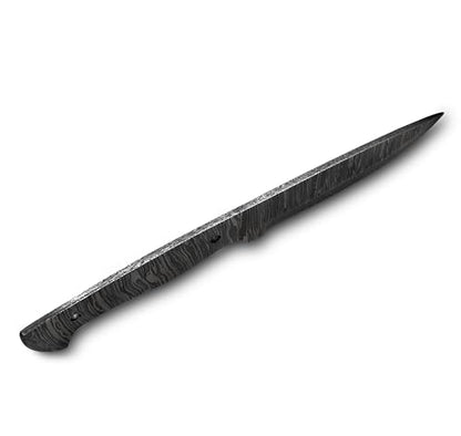 Custom Hand Forged Damascus Steel Blank Blade Knife Making Kit, Leather sheath, Pin, Scale, DIY Hunting, Camping Blade, Damascus Blade Billet Handmade, Knife Making Supply (BK-M) - color: BK-M