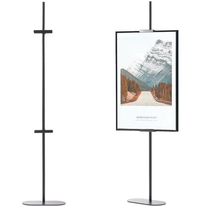 Easel Stand for Sign, Adjustable Display Stands for Frames up to 64", Black Metal Floor Easels for Painting, Picture Frame Holder Easel for Art Signs Photos, Iron Easel with Base for Home Events