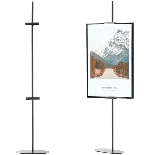 Easel Stand for Sign, Adjustable Display Stands for Frames up to 64", Black Metal Floor Easels for Painting, Picture Frame Holder Easel for Art Signs Photos, Iron Easel with Base for Home Events