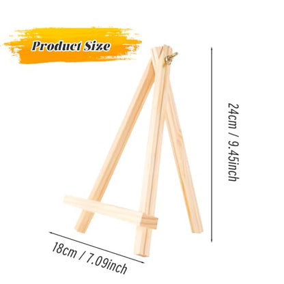 24 Pack 9 Inch Wooden Display Stand, Wooden Tripod Holder Stand, Painting Stand, Used for Displaying Business Cards and Photos, Student Desktop Easel for Painting