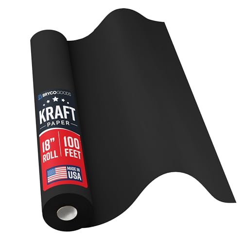 Bryco Goods Black Kraft Paper Roll - 18 Inch x 100 Feet - Ideal for Packing, Shipping, Arts & Crafts, Poster, Bulletin Board, Decorations, Bouquet, Gift Wrapping - Made in the USA - color: Black, size: 18" x 100' (Most Popular)