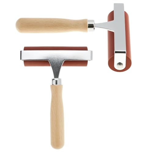 QWORK Soft Rubber Brayer, 4 Inch Soft Natural Latex Roller with Precision Finish, Steel Frame, Ideal for Linoleum, Soft Block, or Woodcut Printing