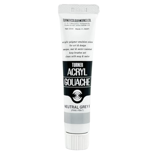 Turner Colour Works Acryl Gouache Artist Acrylic Paint - Single 20 ml Tube - Neutral Grey No.8 - color: Neutral Grey No.8, size: 0.68 Fl Oz (Pack of 1)