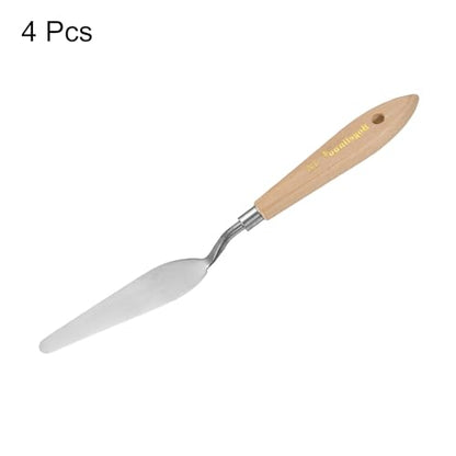 HARFINGTON 4pcs 16# Painting Palette Knife Pointy Stainless Steel Art Spatula Painting Pallet Knives Scrapers Tools with Plastic Handle for Acrylic Oil Canvas Mixing Spreading - size: 95mm x 27.5mm